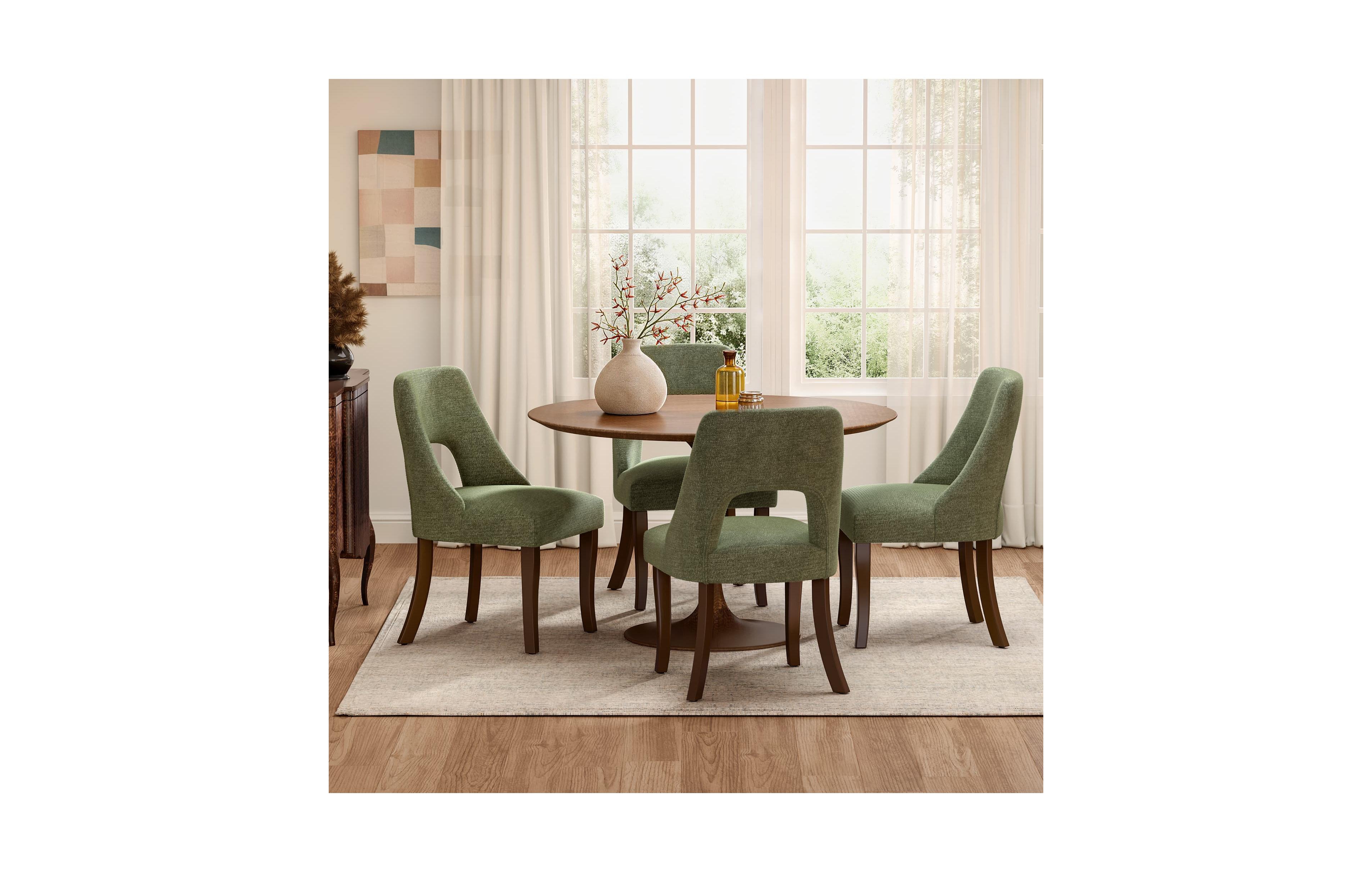Maison Boucle Dining Chair Set Of 2 With Chenille Upholstery, Beige Modern Kitchen Chairs, Tufted Club Side Chairs, Curved Solid Legs