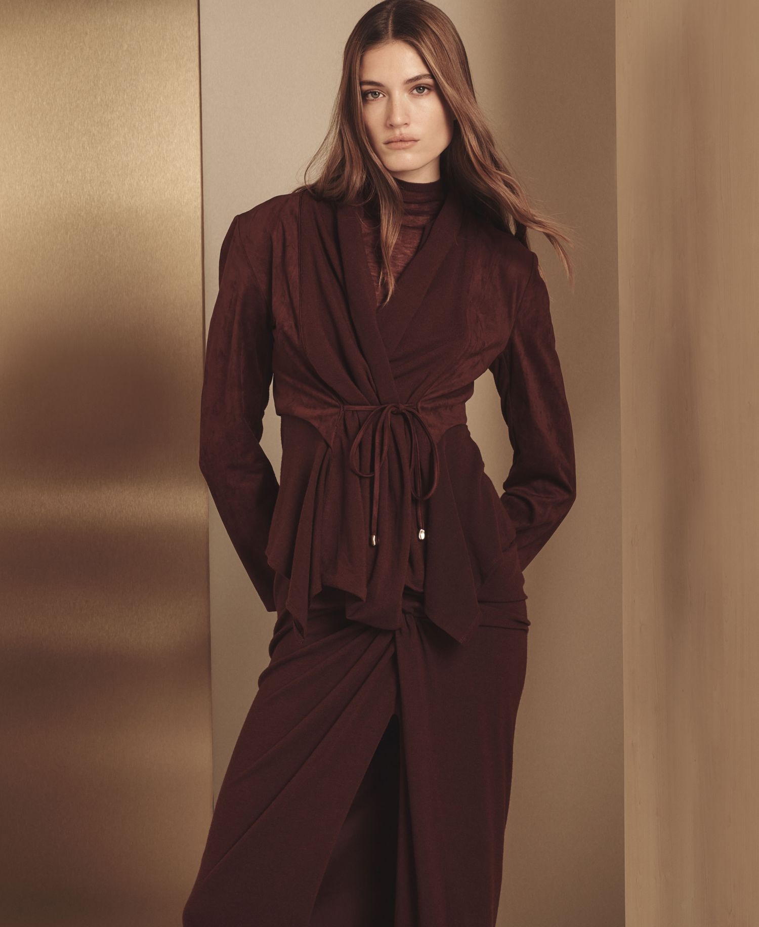 Women's Mxd Media Mixed-media Shawl Collar Jacket
