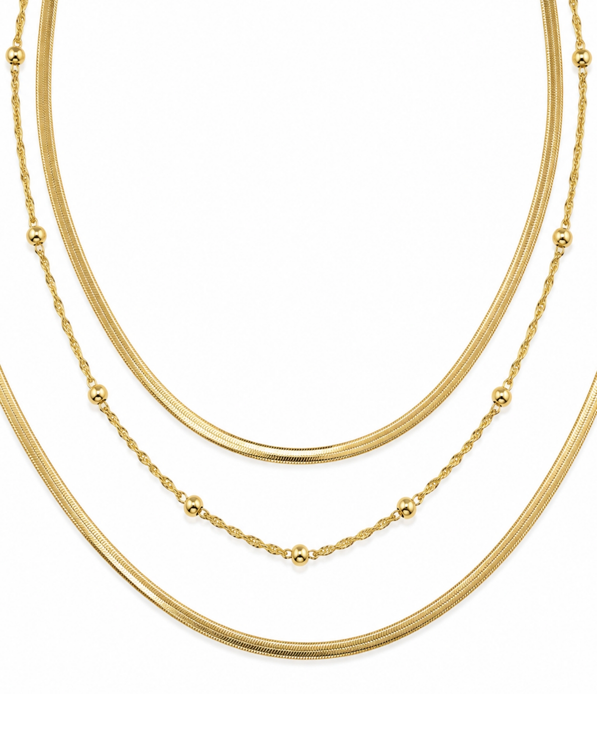 18K Gold Plated Layered Chain Necklace - Gold Plated
