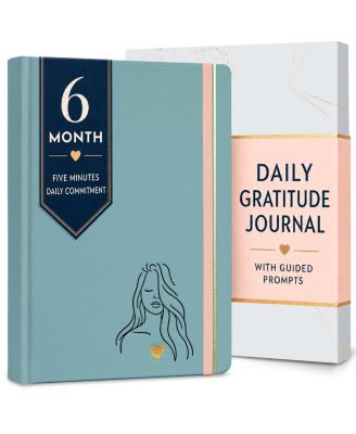 6 Month Guided Daily Gratitude Journal Fabric Hardcover Self Care Mindfulness Gift