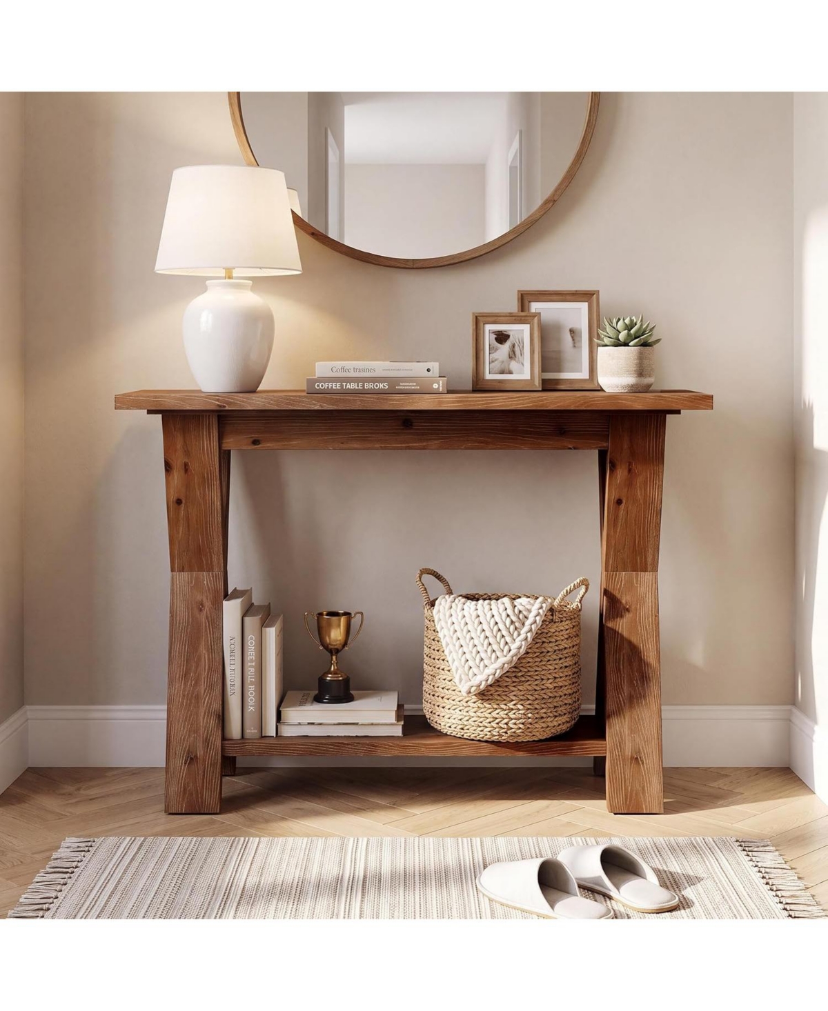 Tribesigns Farmhouse Solid Wood Console Table, Narrow Entryway Table