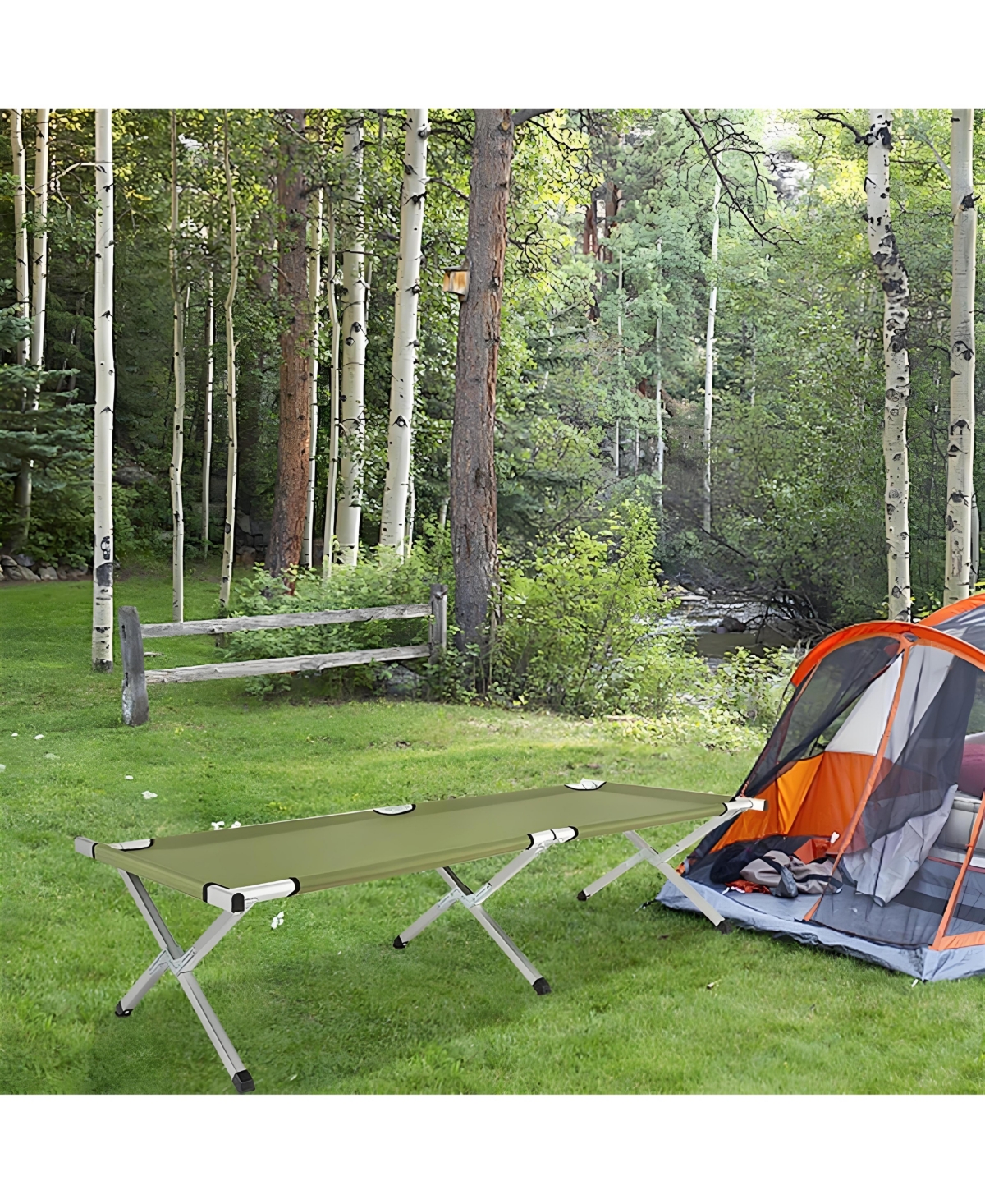 Sevorley Portable Folding Camping Cot with Aluminum Frame, Oxford Fabric and Carry Bag for Travel and Guest Use