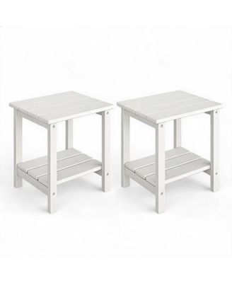 2-Tier Outdoor Side Tables Set of 2, All Weather HDPE Adirondack Patio End Table for Indoor Outdoor