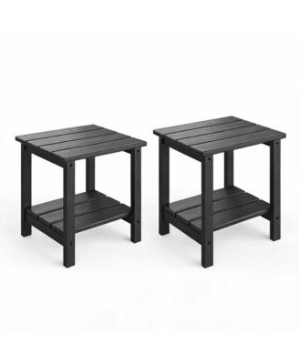 2-Tier Outdoor Side Tables Set of 2, All Weather HDPE Adirondack Patio End Table for Indoor Outdoor
