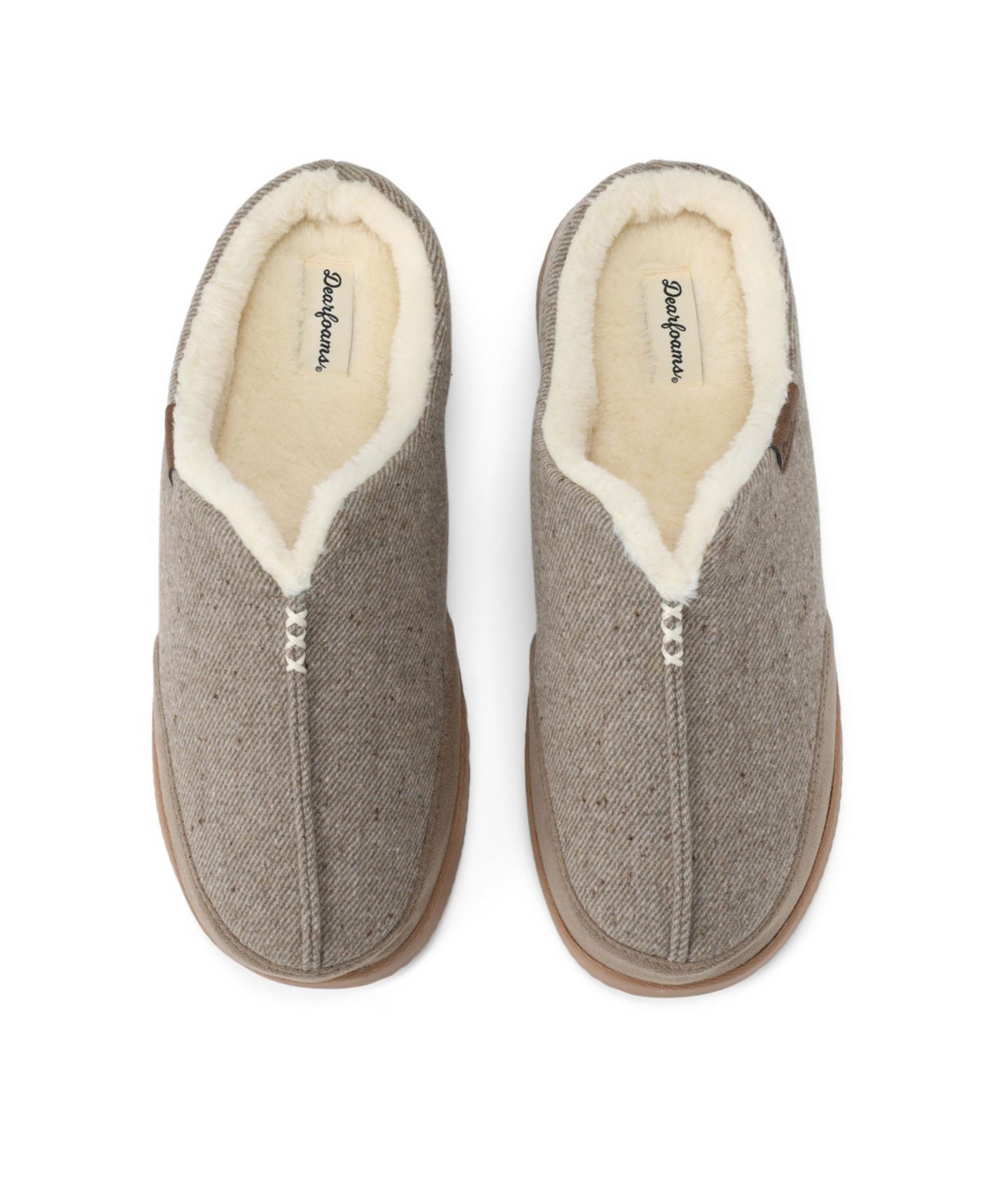 Мужские сабо Dearfoams Aldan Indoor-Outdoor Round Toe Clog Slippers, цвет: Серо-бежевый — фото 4