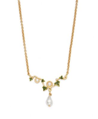 Ivy and Pearl Necklace in Gold