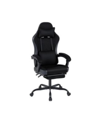 Ergonomic Gaming Chair with Retractable Footrest Lumbar Support and Linkage Armrests
