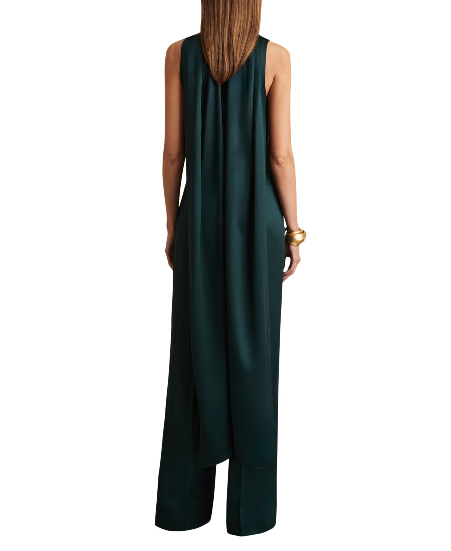 Женский комбинезон REISS Farah Capeback Cowl-Neck Wide-Leg Jumpsuit, цвет: Бирюзовый зелёный — фото 5