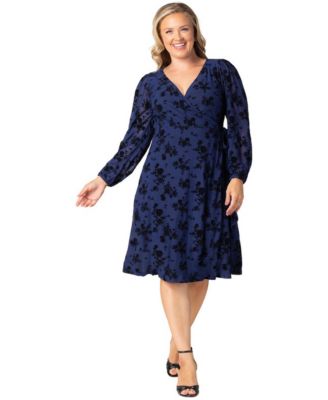 Plus Size Blair Long-Sleeve Floral V-Neck Wrap Dress