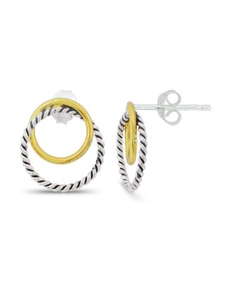 Two-Tone Sterling Silver Oxidized Twist Stud Earrings