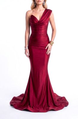 Women's One-Shoulder Draped Mermaid Gown