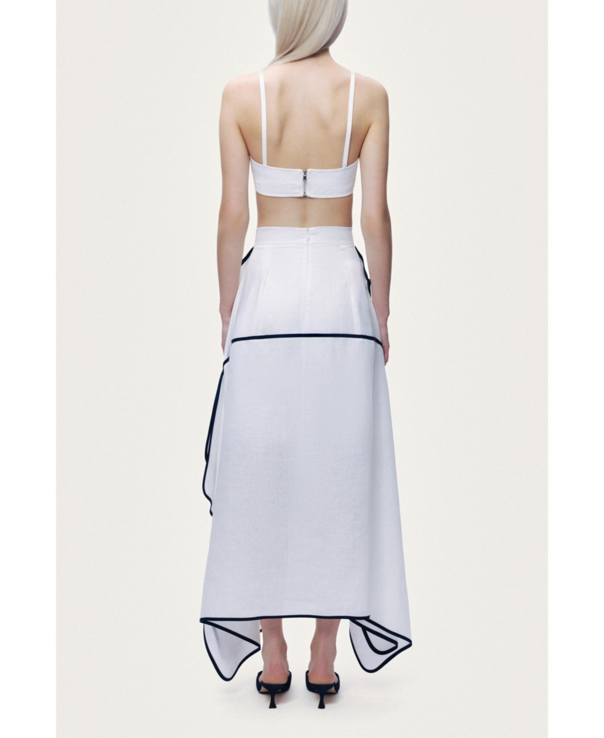 Nocturne Women's Linen High-Waisted Asymmetric Hem Skirt