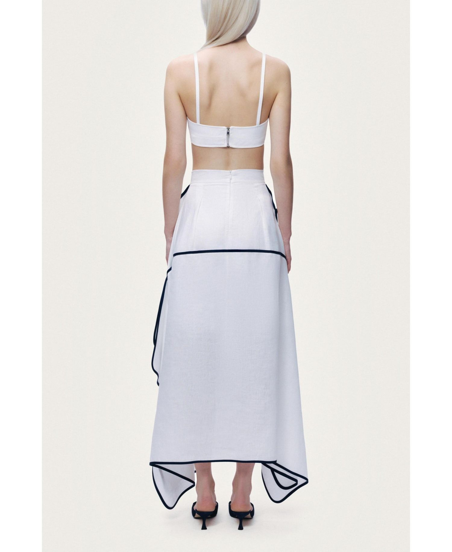 Women's Linen High-Waisted Asymmetric Hem Skirt