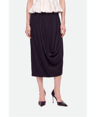 Women's Draped Pleat Detail Midi Skirt