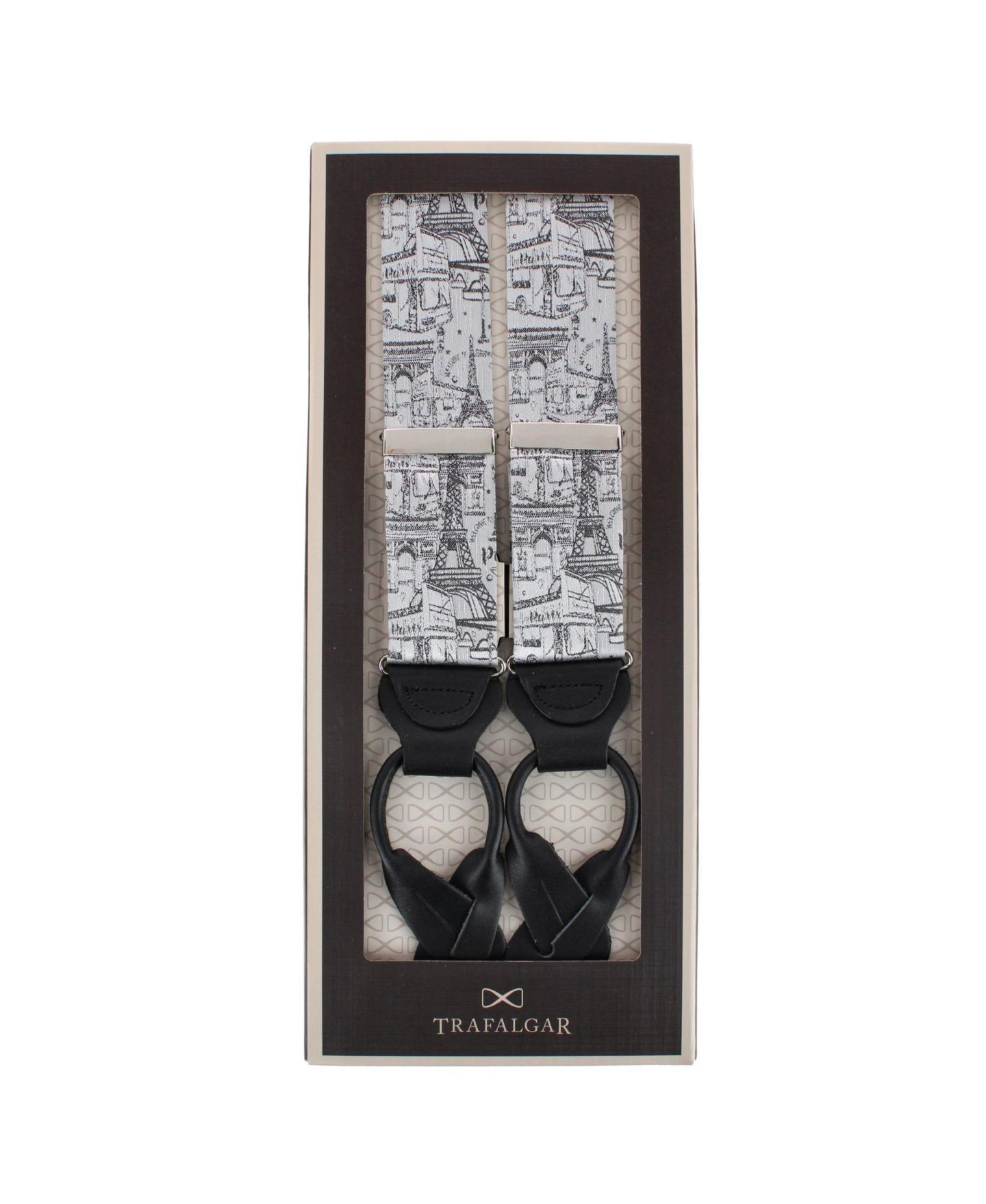 Мужские подтяжки TRAFALGAR Paris Cityscape Escape Silk Novelty Suspenders, цвет: Серебряный — фото 4