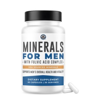 Minerals for Men Capsules with Fulvic Acid, Zinc, Magnesium and Boron, Men's Daily Mineral Supplement, 60 Count