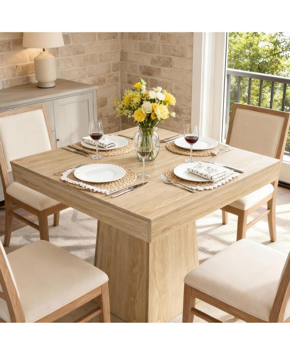 homfan Square Dining Table for 4 Kitchen and Dining Room Small Spaces