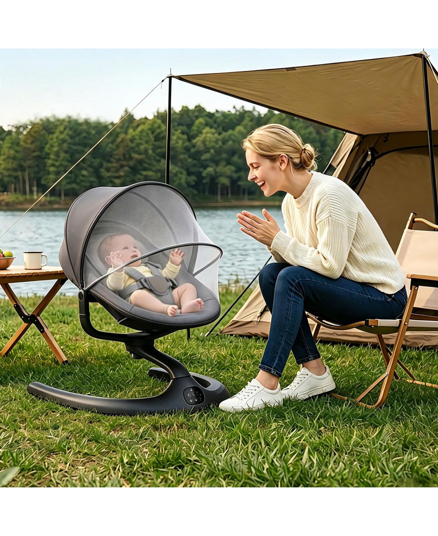 Motorized Sturdy Steel Frame Swing