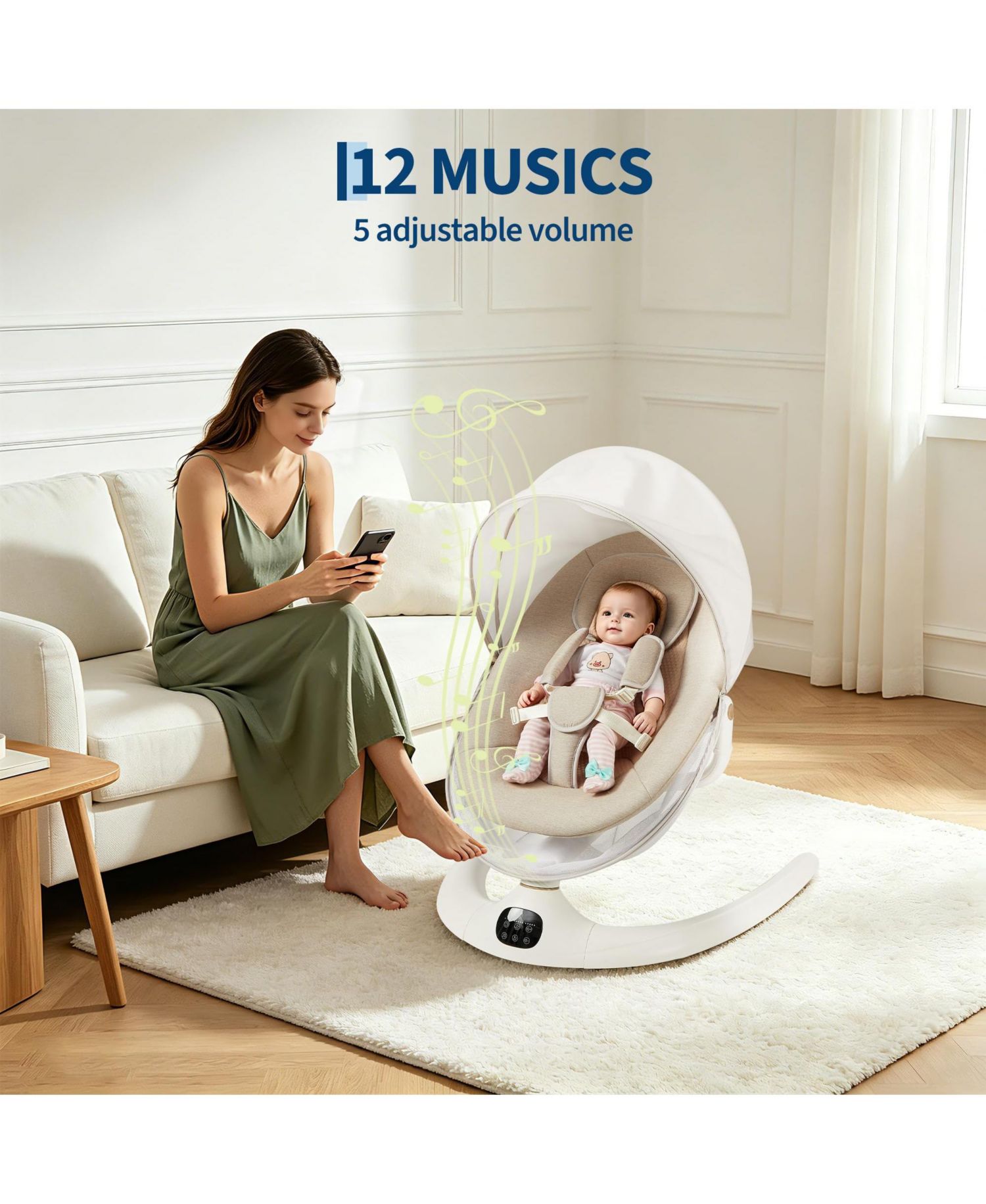 Motorized Sturdy Steel Frame Swing