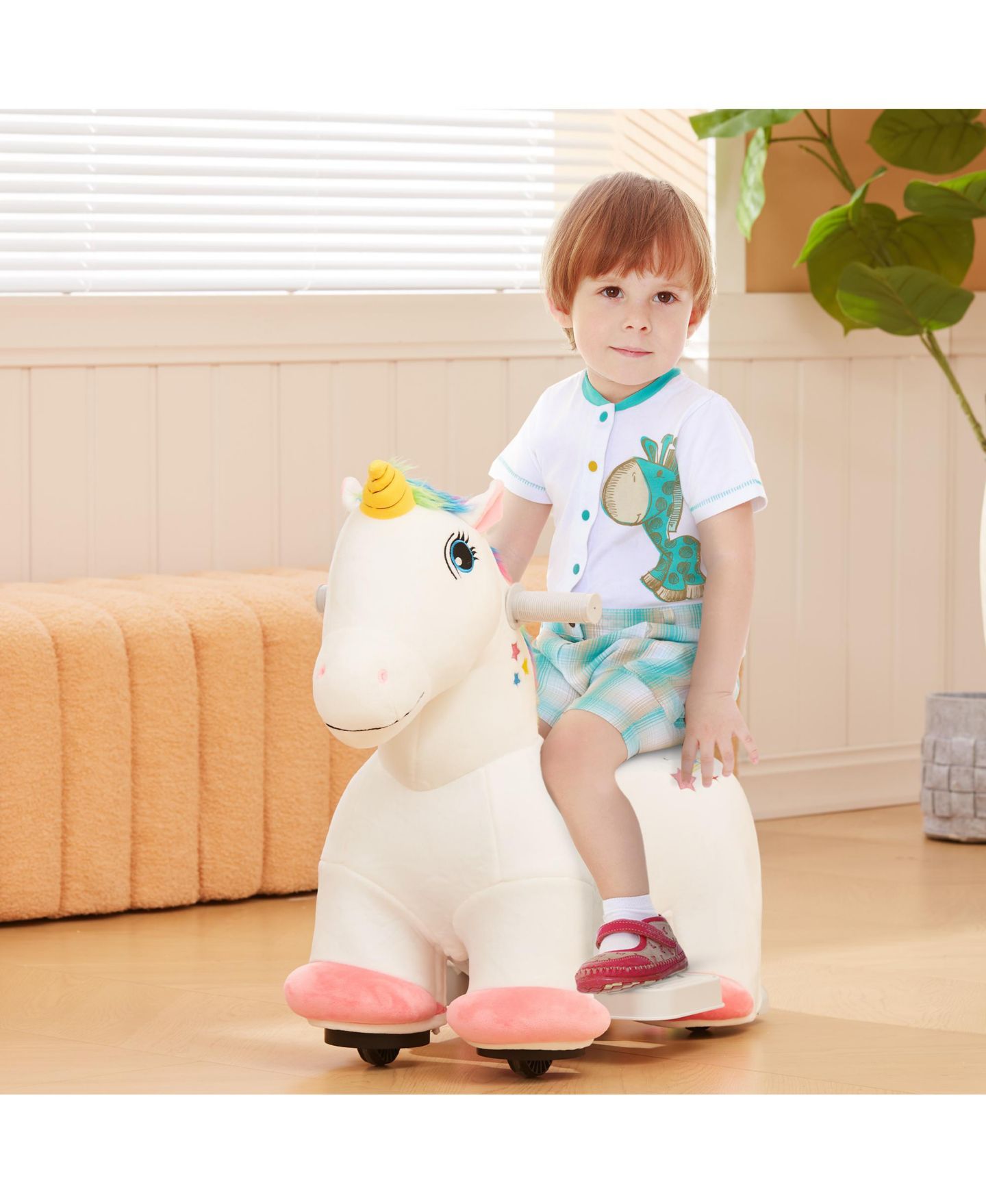 Детская мягкая игрушка Glintex 6V Plush Electric Ride-On Unicorn with Music, 55 lbs. Capacity, Ages 18-36 Months, цвет: Белый — фото 2
