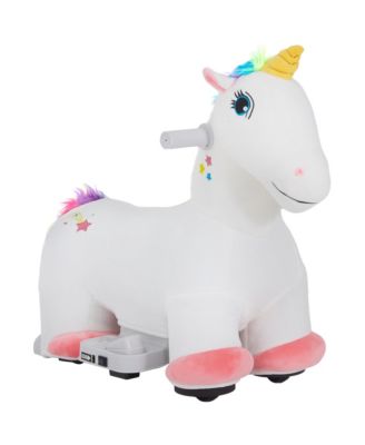 6V Plush Electric Ride-On Unicorn with Music, 55 lbs. Capacity, Ages 18-36 Months