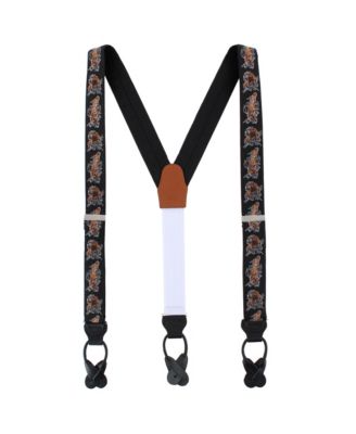 Men's Bengali Crouching Tiger Silk Novelty Button End Suspenders