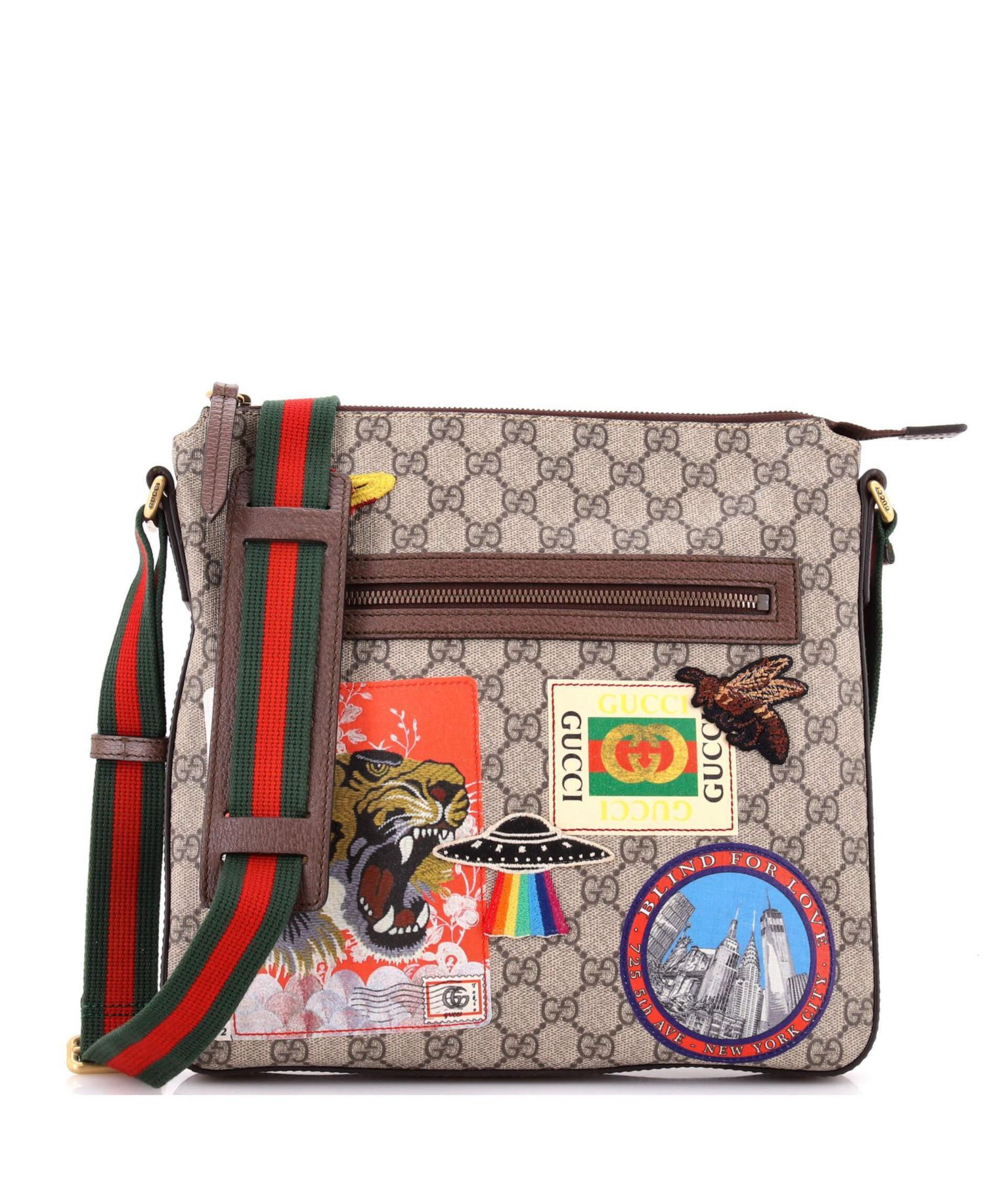 Medium Courrier Zip Messenger GG Coated Canvas with Applique