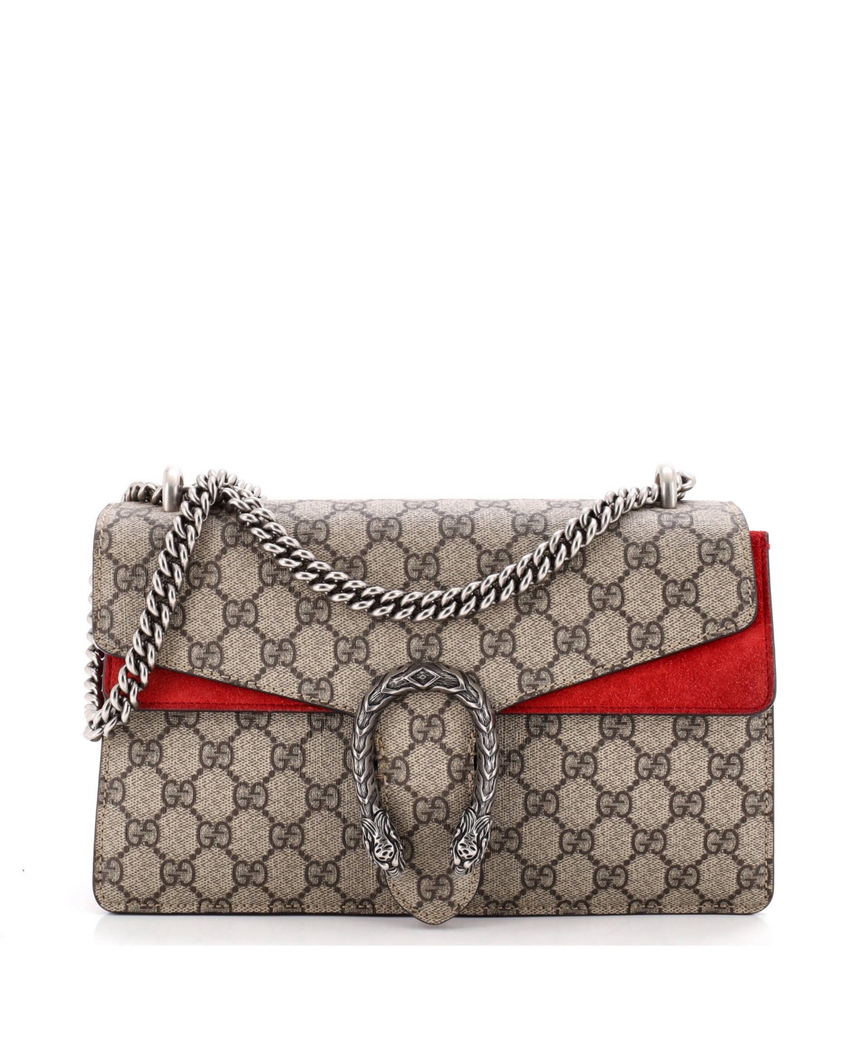Pre-Owned Gucci Small Dionysus Bag Gg Coated Canvas - Red