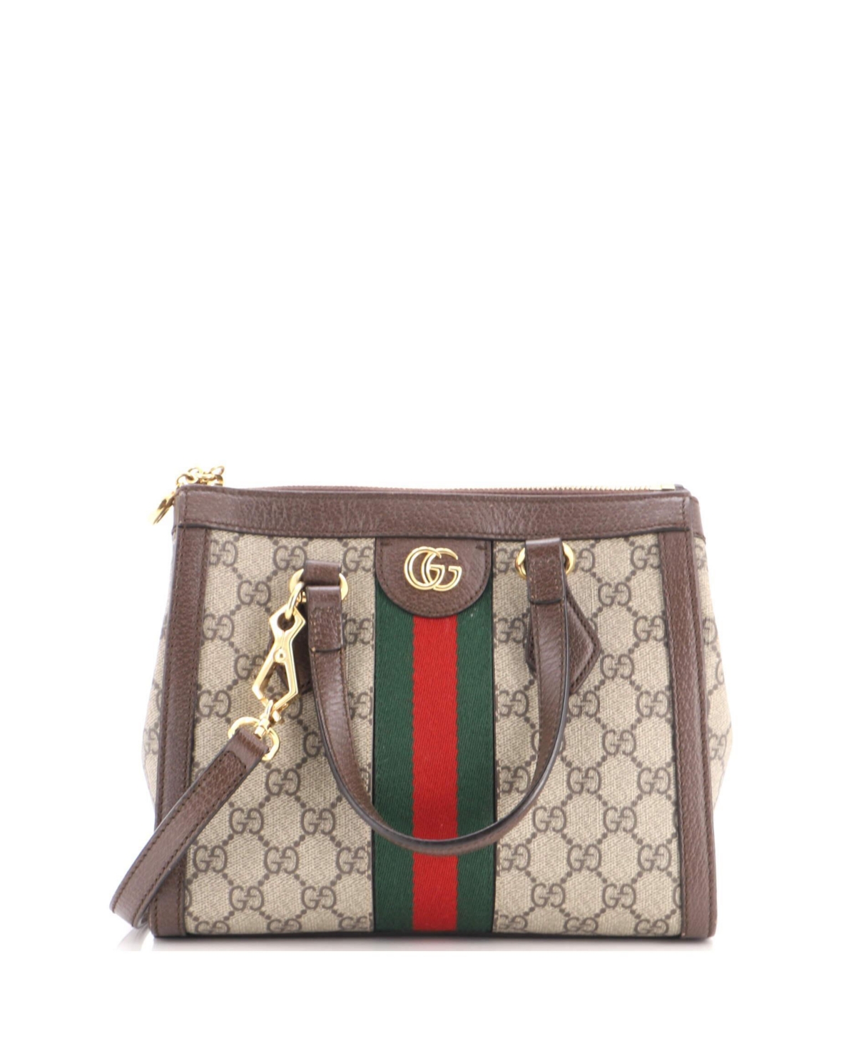 Pre-Owned Gucci Small Ophidia Top Handle Tote Gg Coated Canvas - Brown