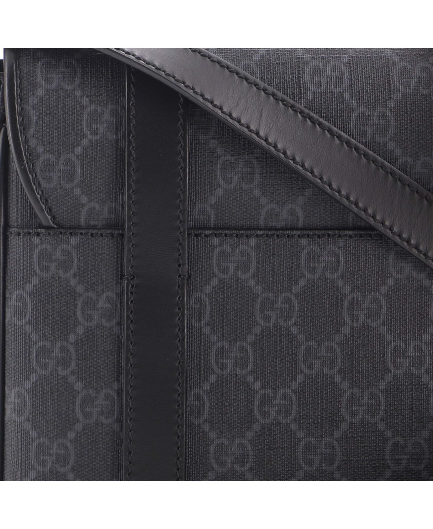Medium Interlocking G Patch Messenger Bag GG Coated Canvas with Leather