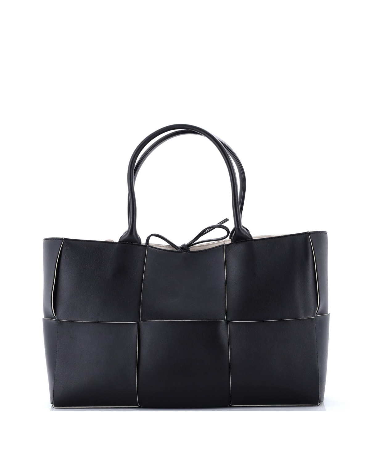 Pre-Owned Bottega Veneta Medium Arco Tote Maxi Intrecciato Leather - Black