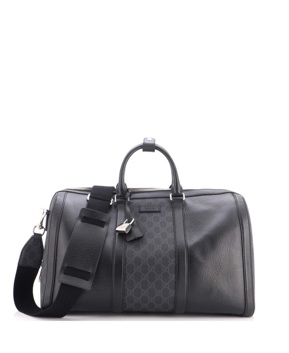 Pre-Owned Gucci Medium Convertible Duffle Backpack Gg Coated Canvas and Leather - Black