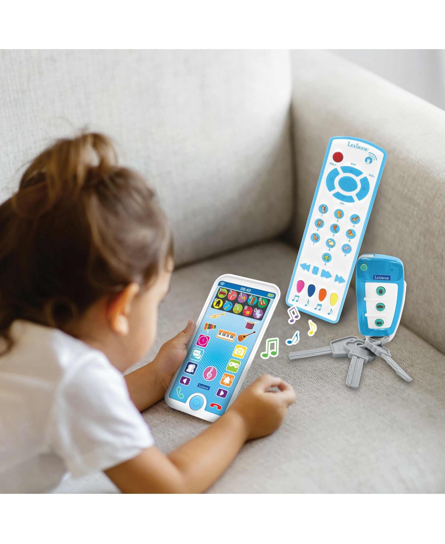 Детские игрушки Lexibook Educational Musical Set with Animals Telephone, Remote Control and Key Ring, 3-Piece Set, от 3 лет, цвет: Белый — фото 3