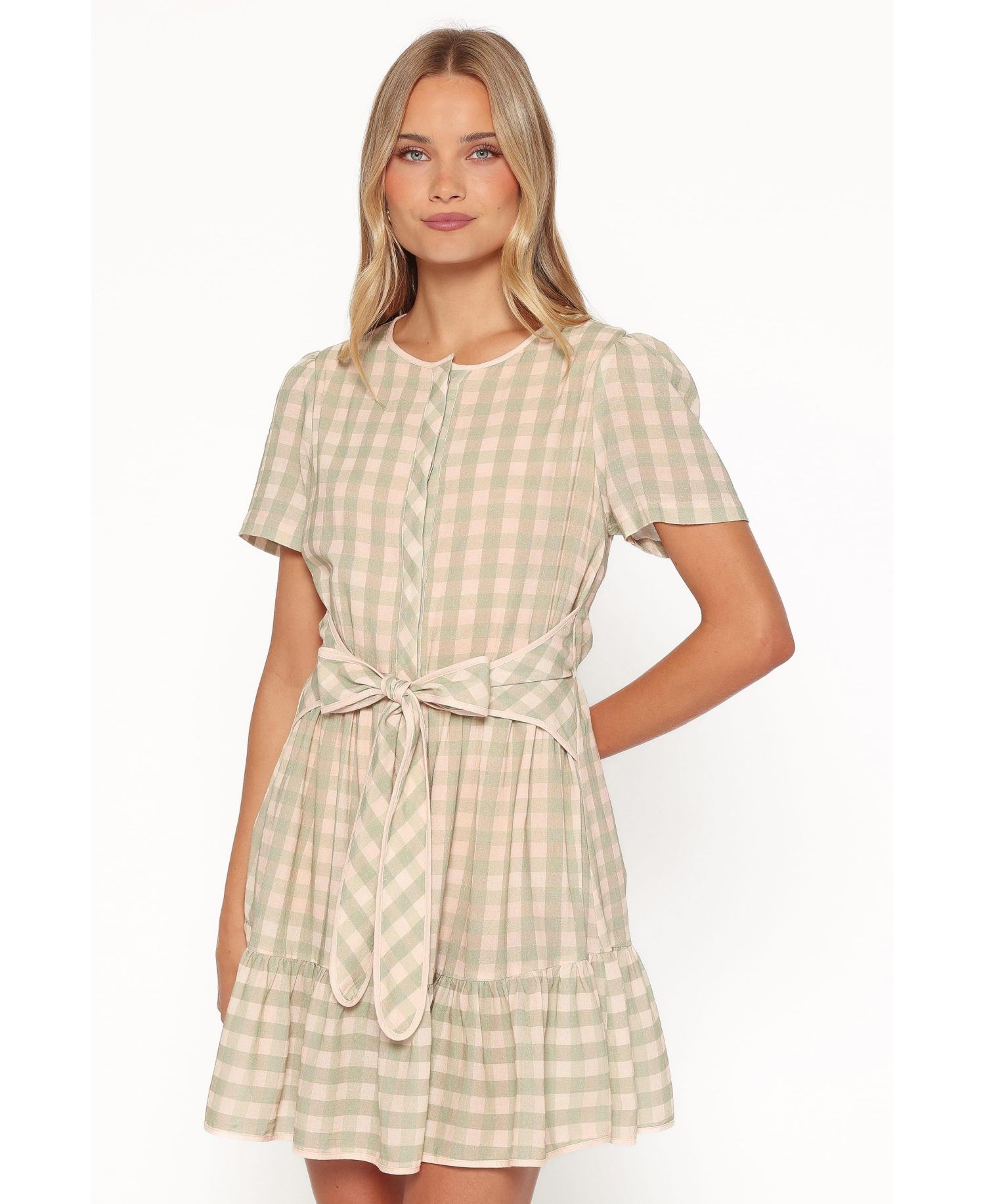 Women's Lorry Gingham-Print Tie-Front Mini Dress