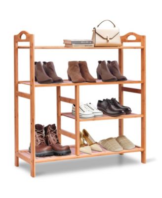 4 Tiers Multifunction Bamboo Storage Shoe Rack for Entryway Hallway