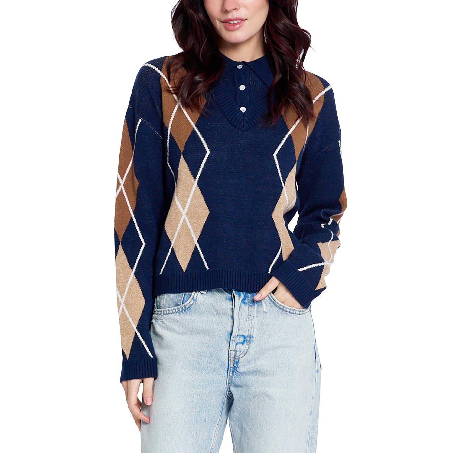 Women's Astrid Long-Sleeve Argyle Sweater