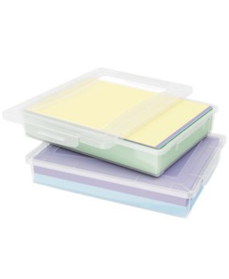 Plastic Paper Organizer Box Set With Latching Lids Stackable Document Storage For Office Crafts