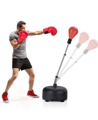 Punching Bag, Freestanding Boxing Bag with 4 Height Settings from 55 to 62 in, 19 in Fillable Base, 6 Suction Cups and Gloves