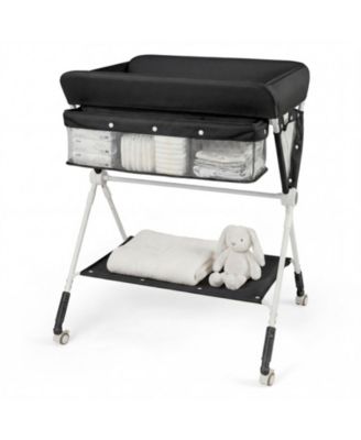 3-Level Adjustable Portable Baby Changing Table with Wheels