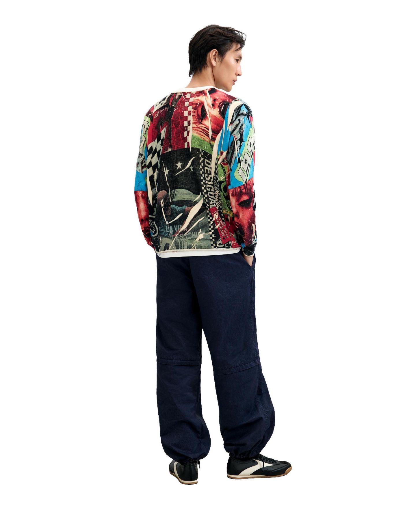 Мужской свитер Desigual Graphic Design 1984 Motif Cotton, цвет: Тёмный серый — фото 4