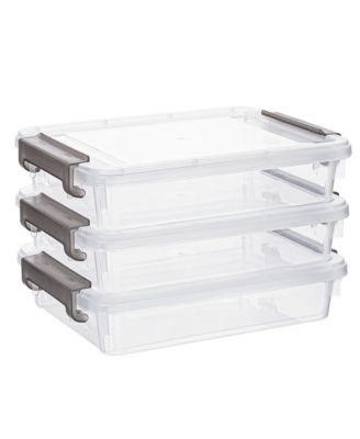 Plastic Stackable Storage Containers With Latching Lids For Organizing Documents Crafts