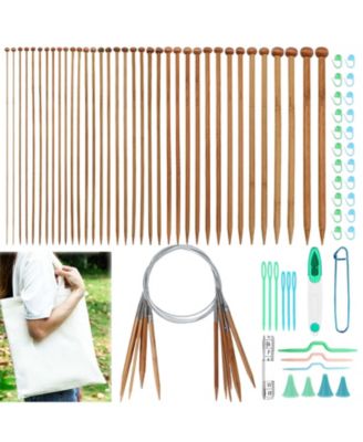 Stainless Steel Knitting Needle Set Circular Straight With Storage Bag For Beginners Lovers