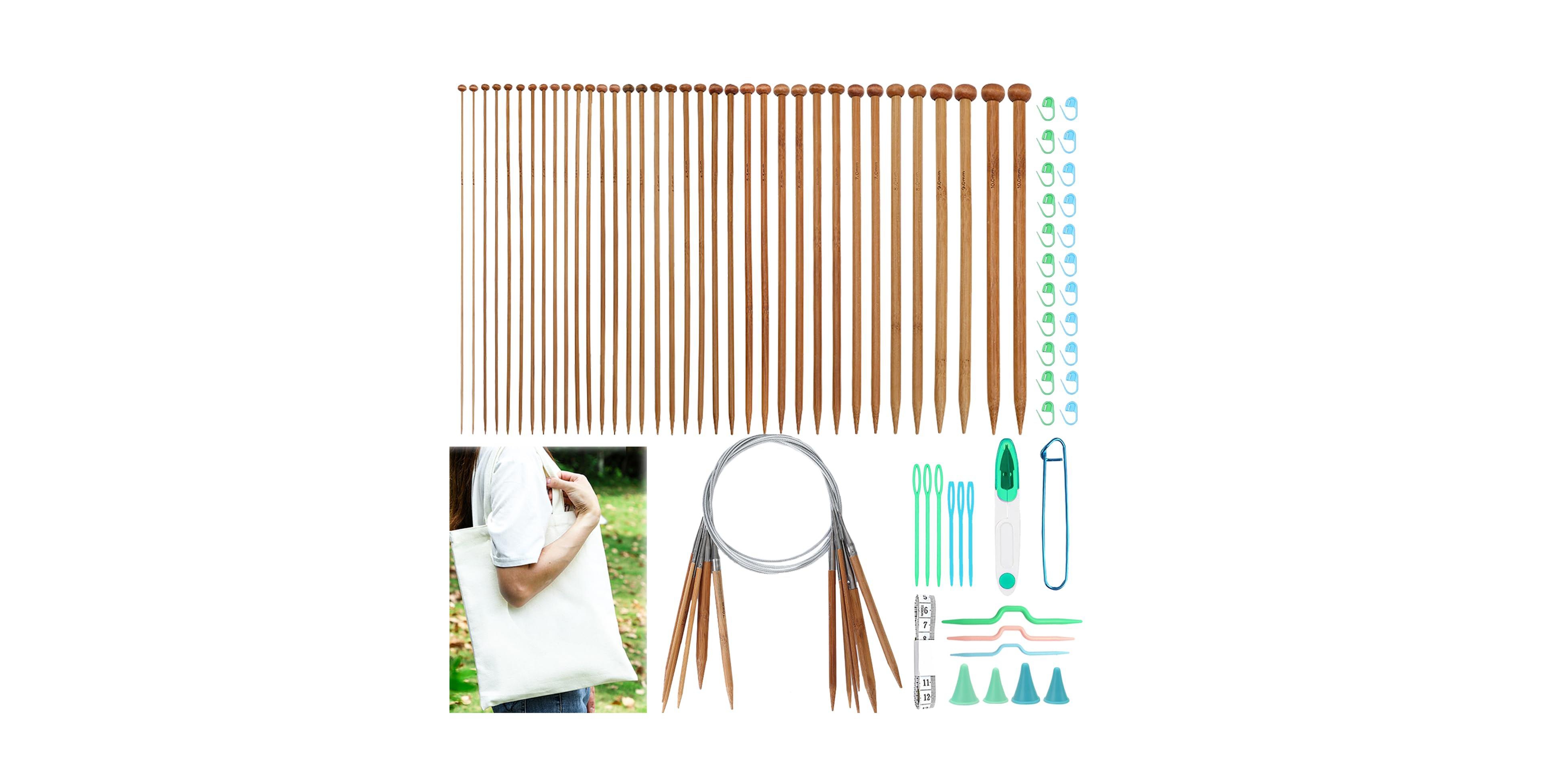 Aeelike Stainless Steel Knitting Needle Set Circular Straight With Storage Bag For Beginners Lovers