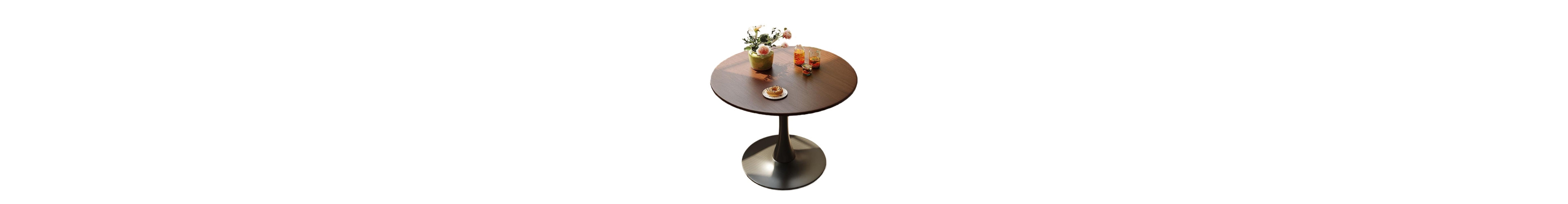 Flynama 31.5 Inch Walnut Round Tulip Dining Table, Mdf Top Steel Base Modern Multi-Function Kitchen Coffee Table