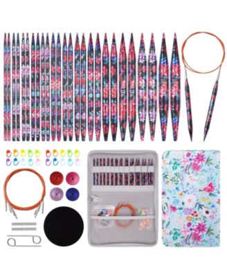 Interchangeable Circular Knitting Needles Set Aluminum Cables Accessories Storage Case