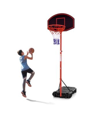 Basketball Hoop, Portable 5-Level Adjustable System with 28 x 18 in Shatterproof HDPE Backboard, 15 in Rim and Fillable Base