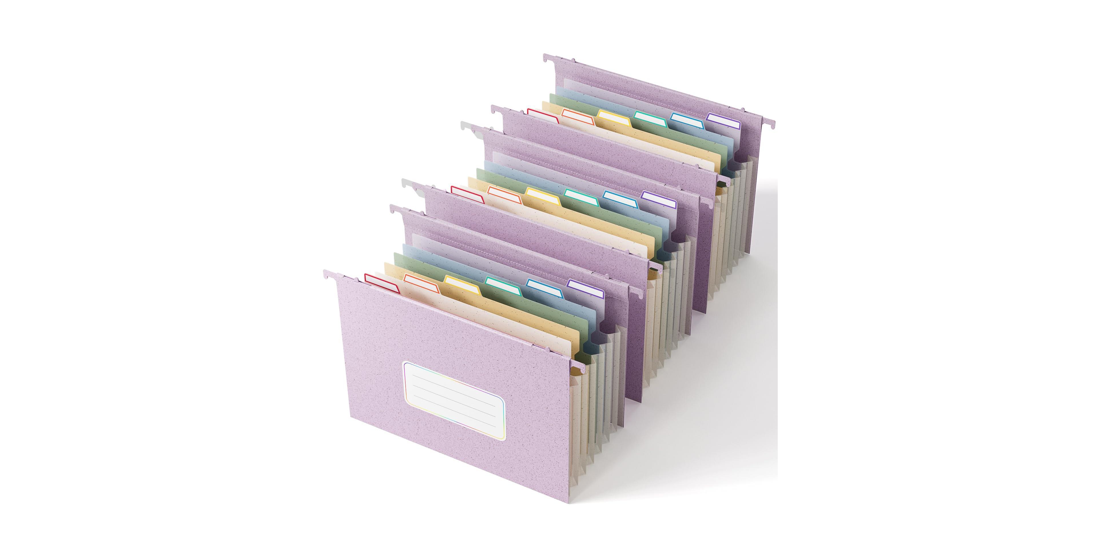 Four Candies Wheat Straw Hanging File Folders Letter Size Accordion Pockets Large Capacity Organizer