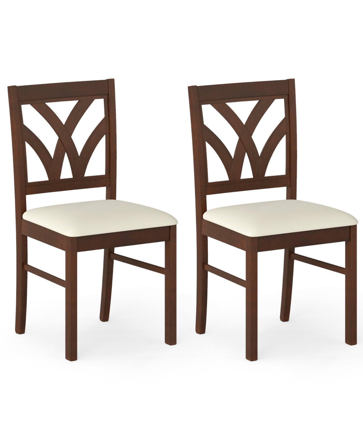Mecale Set of 2 Wooden Dining Chairs Upholstered with Hollowed Backrest and Soft Padded Seat