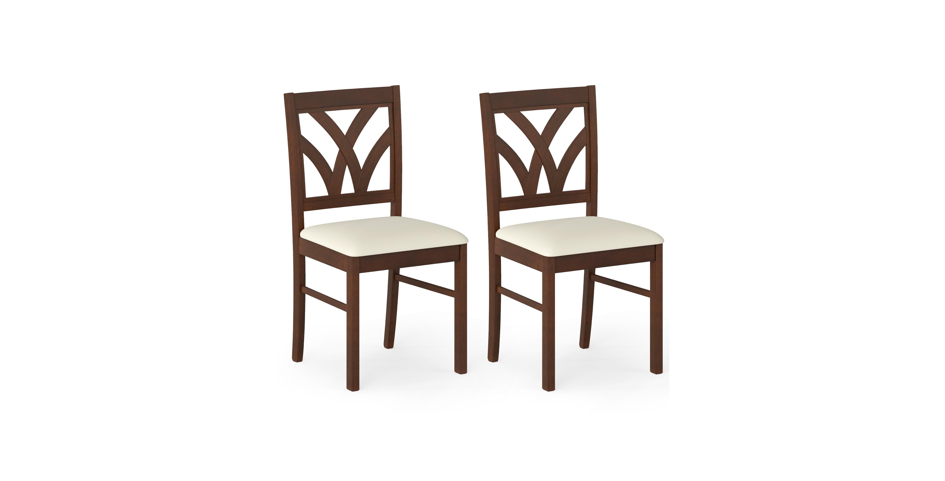 Mecale Set of 2 Wooden Dining Chairs Upholstered with Hollowed Backrest and Soft Padded Seat