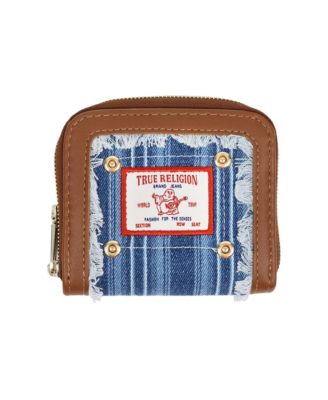 Frayed-Edge Thin-Stripe Zip-Around Wallet